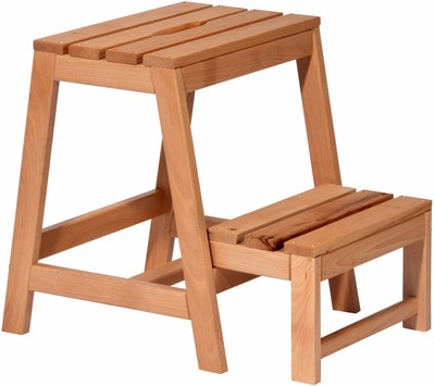 Tritthocker aus Holz mit 2 Stufen, klappbar  Klapptritt Klapphocker Trittleiter