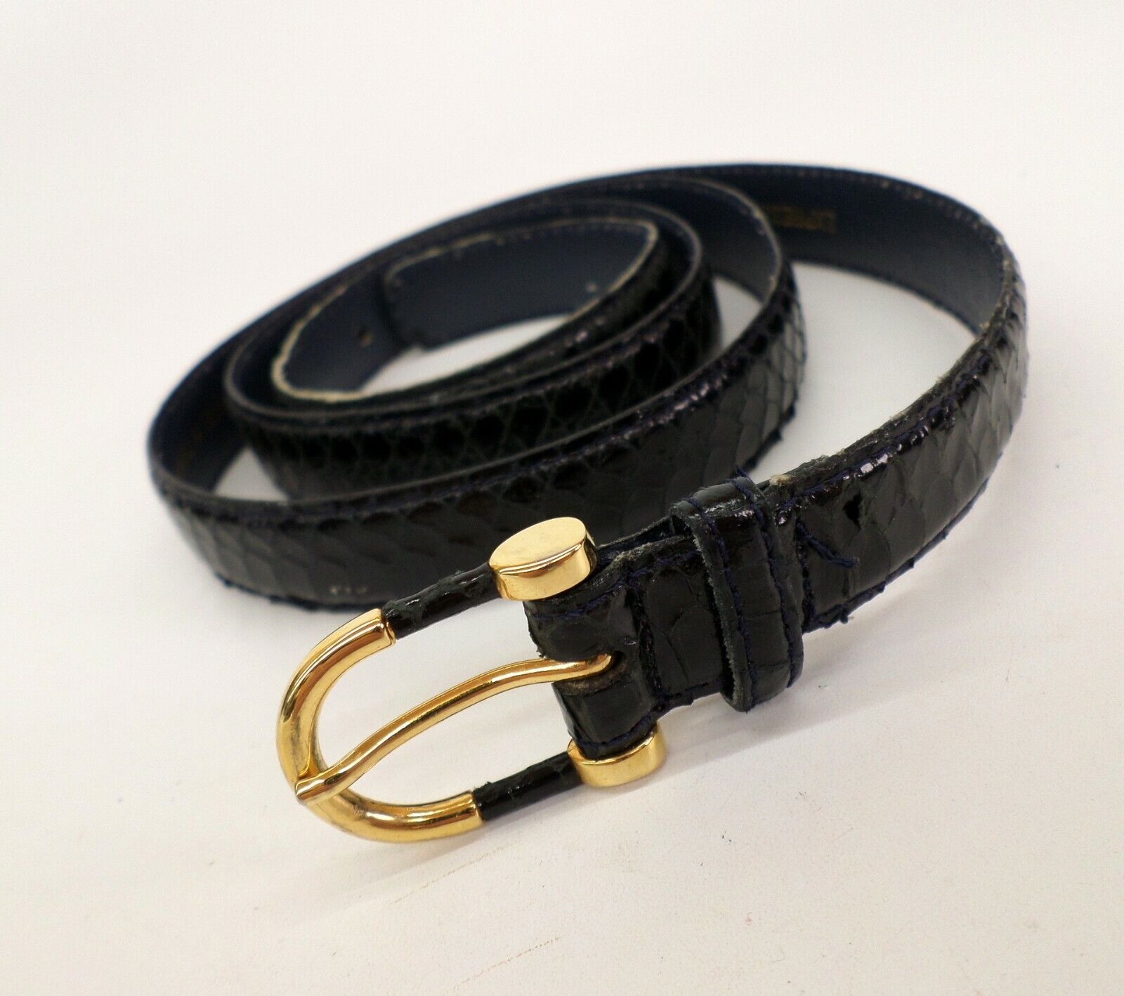 Gary Gail Accessories Snakeskin Belt Large 34 36 Dark Blue Gary Gail Accessories Snakeskin Belt Large 34 36 Dark Blue