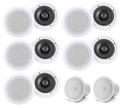 (10) Rockville HC655 6.5'' 500w In-Ceiling Home Theater Speakers+JBL Subwoofers