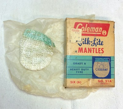 1 Box HD Vintage (1947-mid 1950s) Coleman Silk-Lite Mantles No. 21 A Incomplete