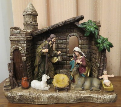 Beautiful Nativity with Stable & Nightlights Christmas Holiday Decor