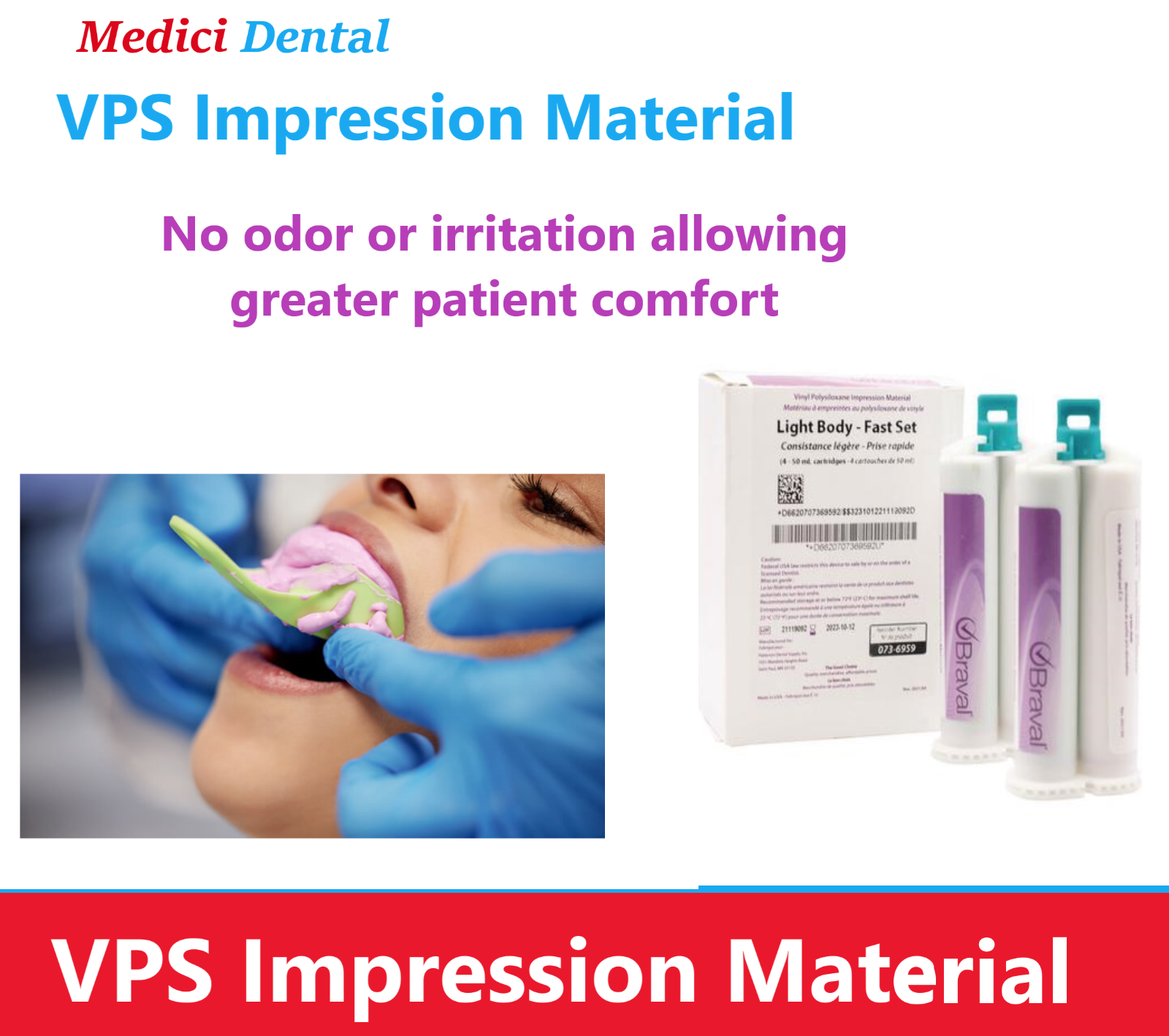 Dental LIGHT BODY FAST SET VPS Impression Material 50ML Cartridges, PVS MARK3
