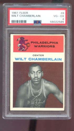 1961-62 Fleer #8 Wilt Chamberlain ROOKIE RC PSA 4 Graded Basketball Card NBA 61. rookie card picture