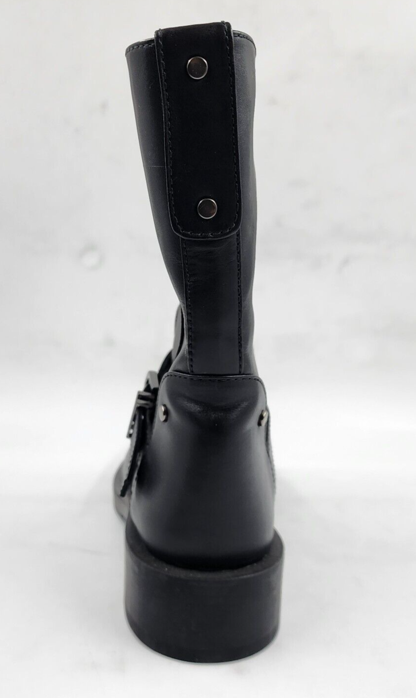 STUART WEITZMAN Studded Round Toe Boots Women's 6B Black Buckled Block Heels - Picture 12 of 16