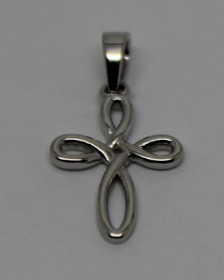 KAEDESIGNS JEWELLERY KAEDESIGNS GENUINE SMALL 9CT 9K DELICATE WHITE GOLD CELTIC CROSS PENDANT
