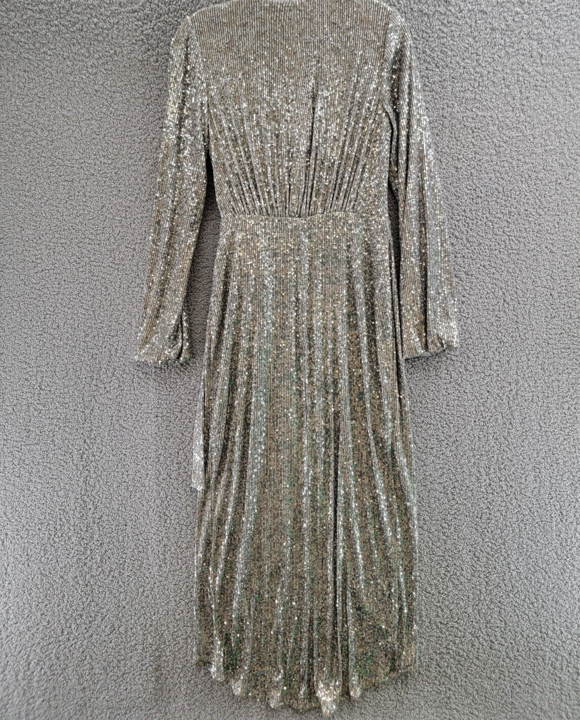 Pre-owned Halston Heritage Halston Falan Sequined Wrap Dress Women's 2 Dark Silver Crossover Neck Tie Waist