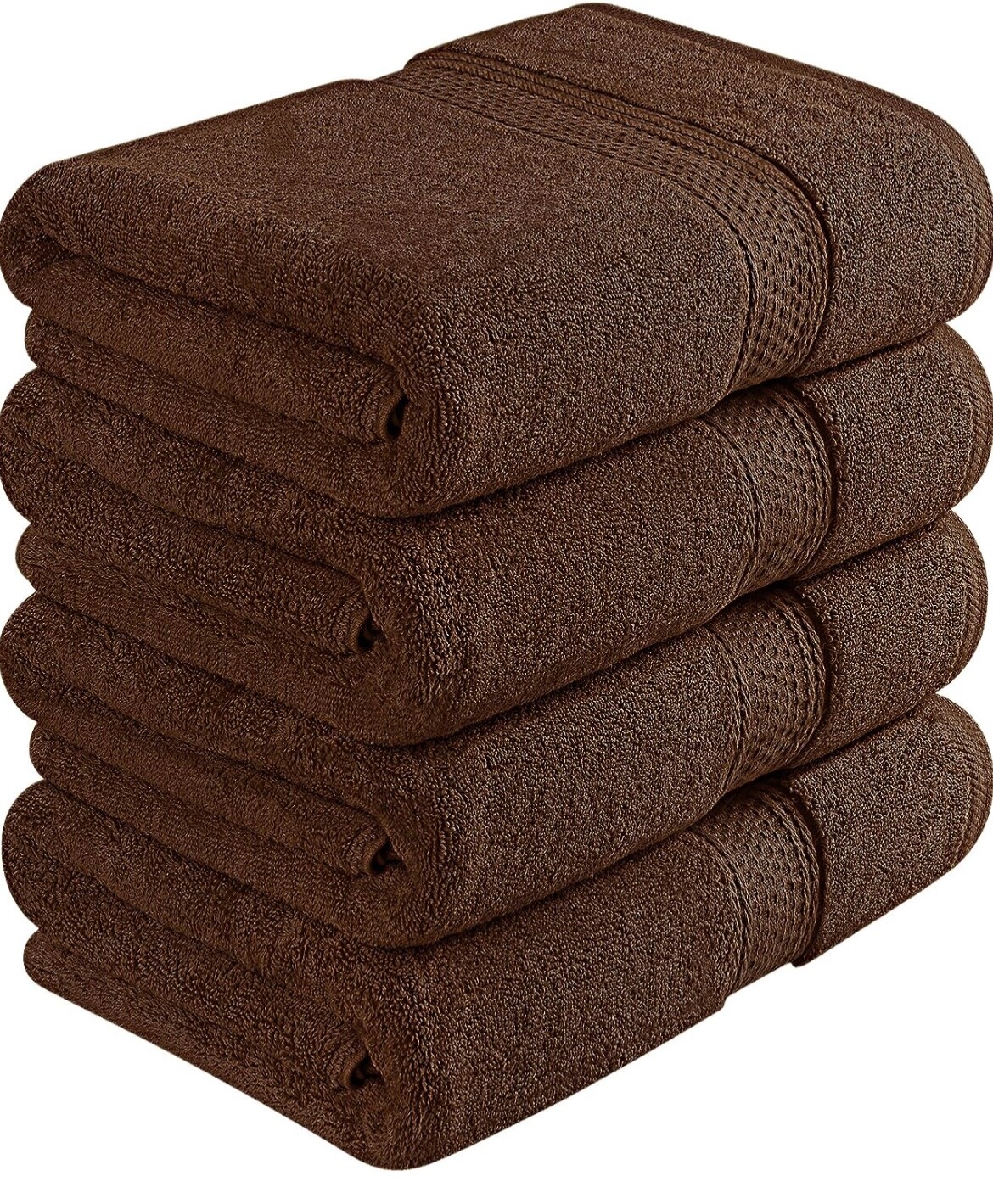 700 Gsm Premium Bath Towels  4 Pack Towel Set (27”x54” Dark Brown)