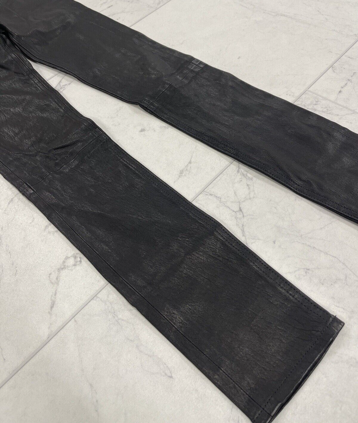 Pre-owned Rag & Bone $995  Black Leather High Rise Skinny Size:30