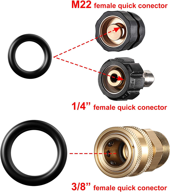 50 Pieces Power Pressure Washer O-Rings Replacement for 1/4 Inch, 3/8 Inch, M22