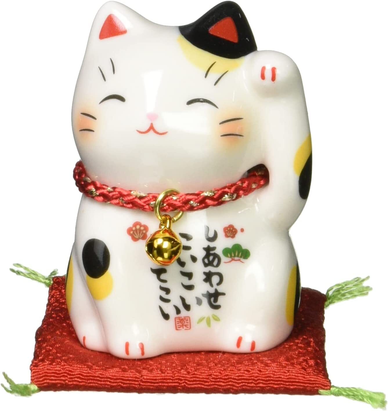Pottery maneki neko Beckoning Lucky Cat Bell Calico cat
