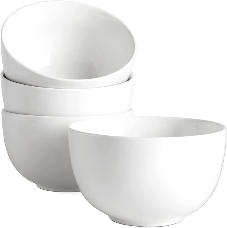 Deep Soup Bowls, 30 Ounces White Cereal Bowl for Oatmeal, Ceramic Ramen Bowls
