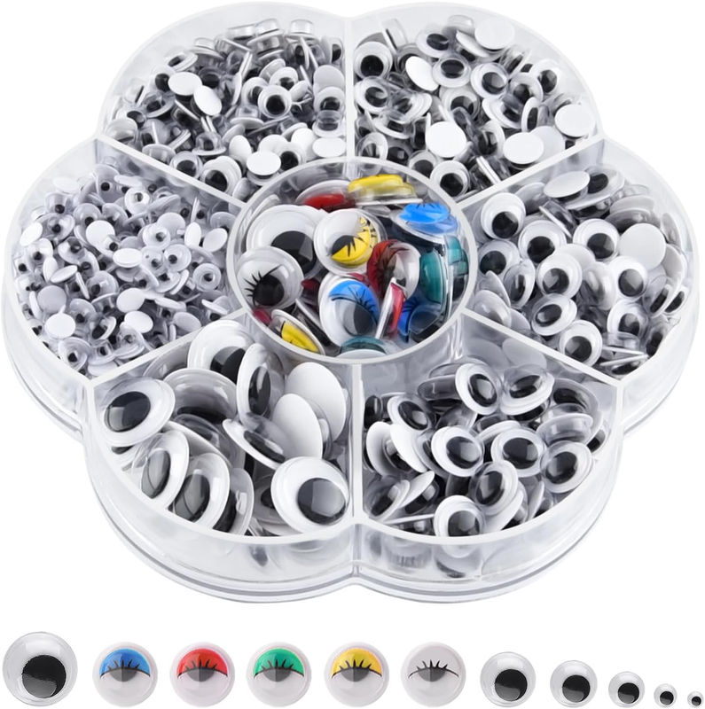 800Pcs 4mm-12mm Googly Eyes Self Adhesive Wiggle Eyes for Art Craft Supplies, Sc