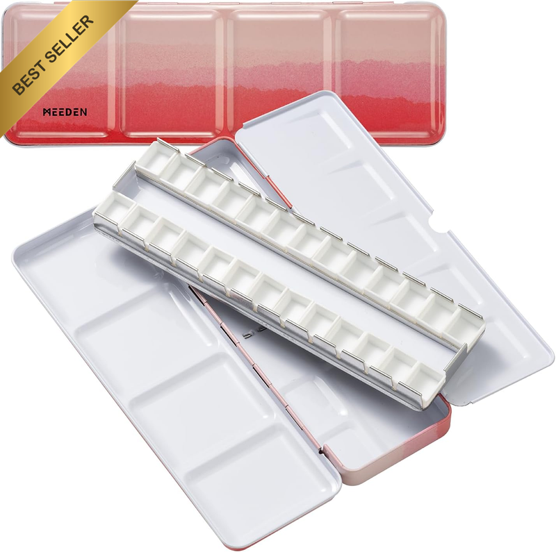 Empty Travel Watercolor Palette: Portable Watercolor Palette Tin with 24 Half Pa