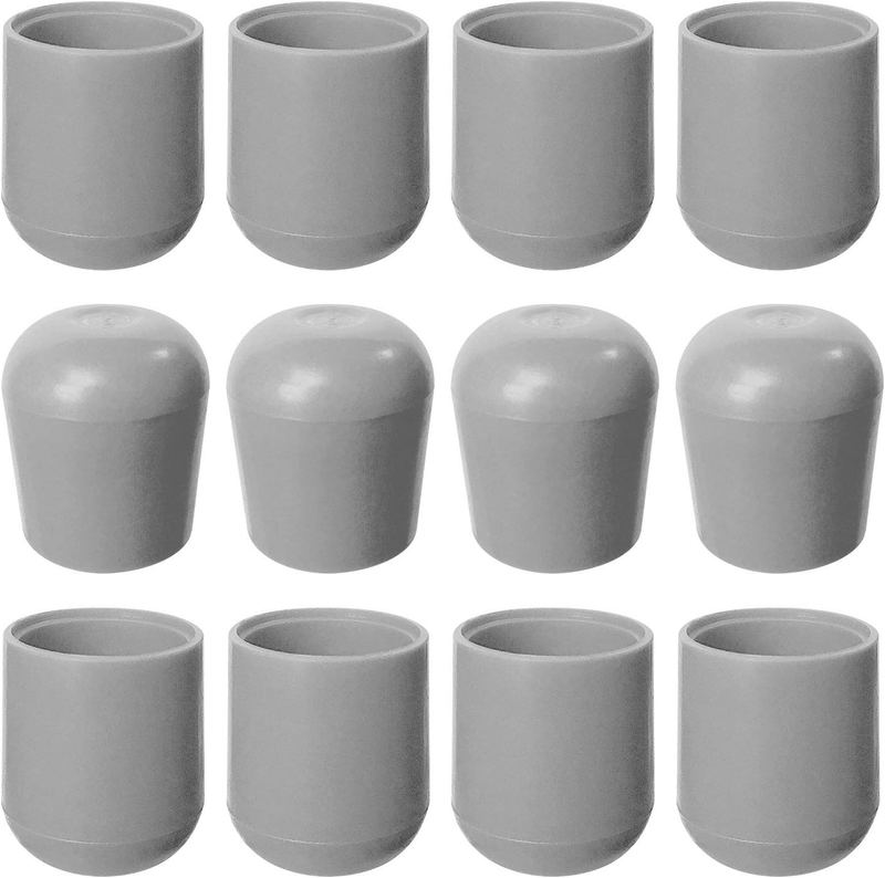 Folding Chair Leg Caps Gray 7/8 Inch (12 Pack) - Heavy Duty Ny...