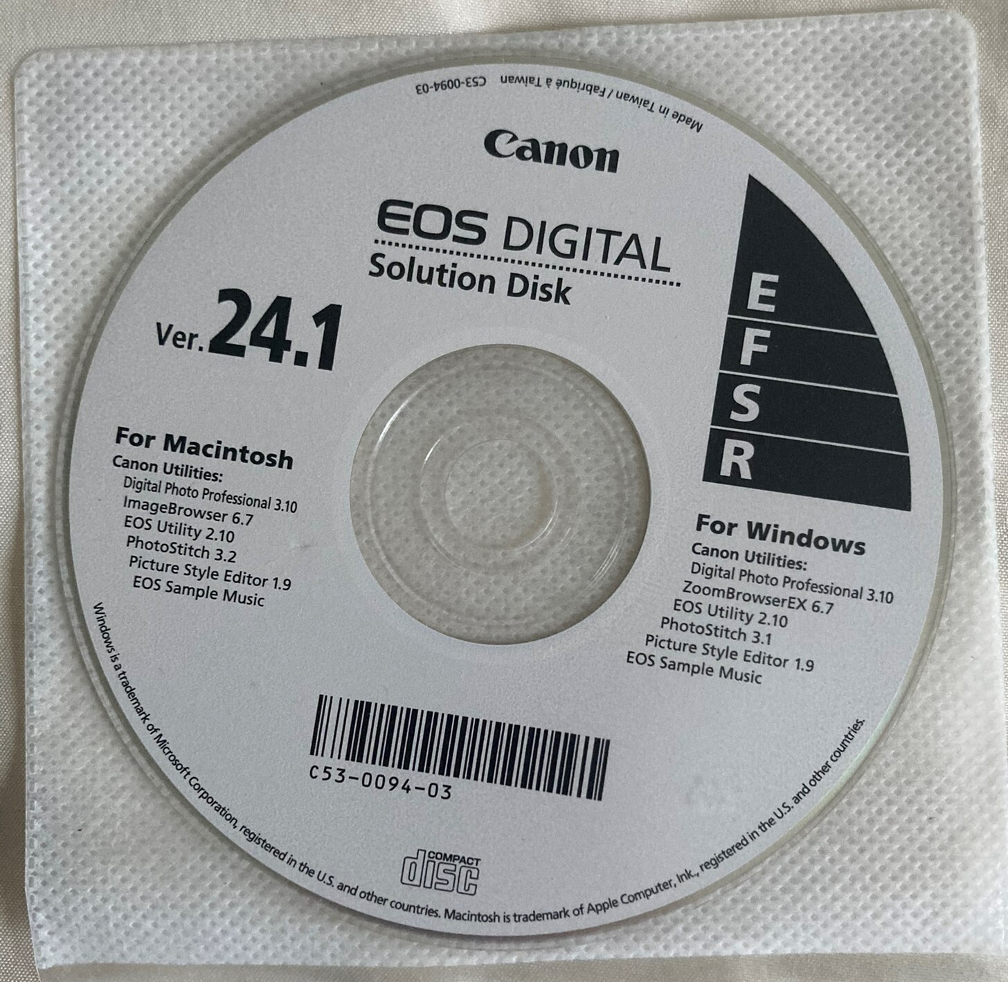 Canon EOS Digital Software & Digital Camera Solution Disk 24.1 のeBay公認