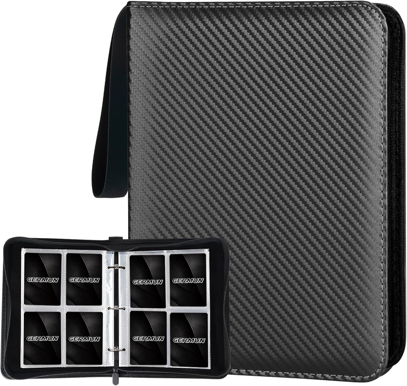 GERMUN 4 Pocket Card Binder, Premium Zip Trading Card Binder, 400 Double Sided P