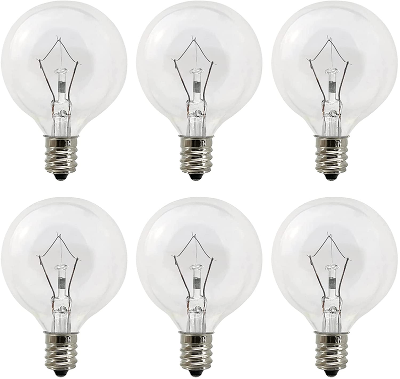 6-PACK WAX WARMER BULBS Candle Full Size Scentsy Warmers G50 25 Watt Light Bulb