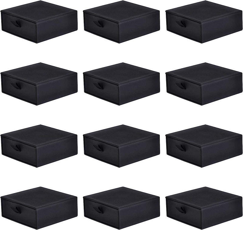 12 Pack Set Cardboard Drawer Display Jewelry Boxes,  3.5X3.5 1.4Inch Black Gift