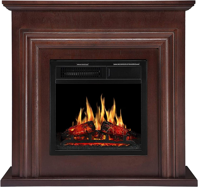 Mantel Package Freestanding Heater Firebox With Log