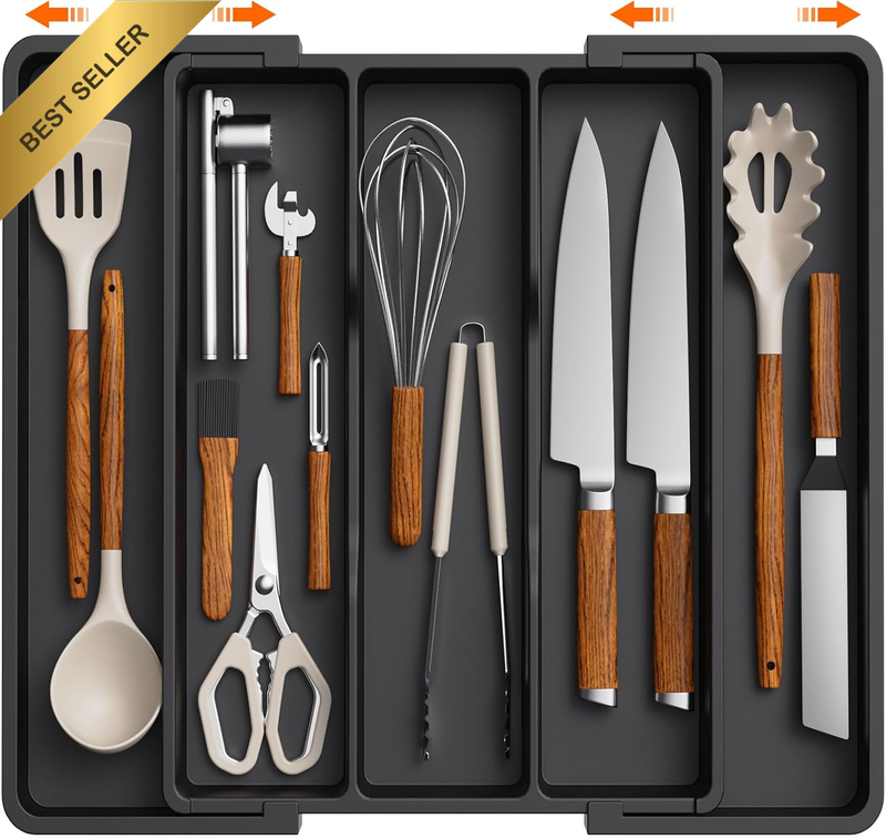 Utensil Drawer Organiser,Expandable Large Cutlery Tray for Kitchen,Kitchen Stora