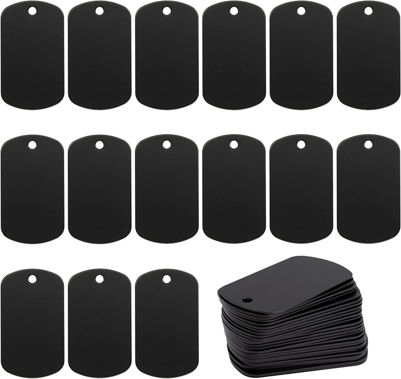 Anodized Aluminum Engraving Blank Tags Stamping Blanks 50 Pack (Black)