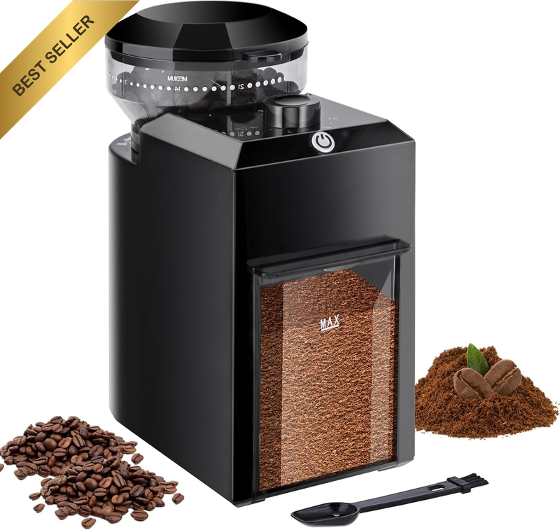 Electric Conical Burr Coffee Grinder 28 Settings Espresso Bean Mill 110G