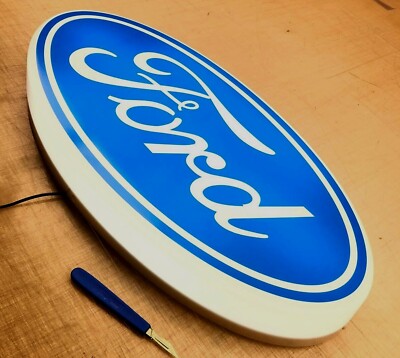 FORD illuminated wall sign car logo cosworth escort led light box garage mancave