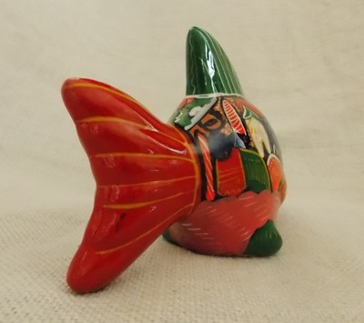 Colorful Ceramic Fish Figurine Mexico Hispanic Red Green 6