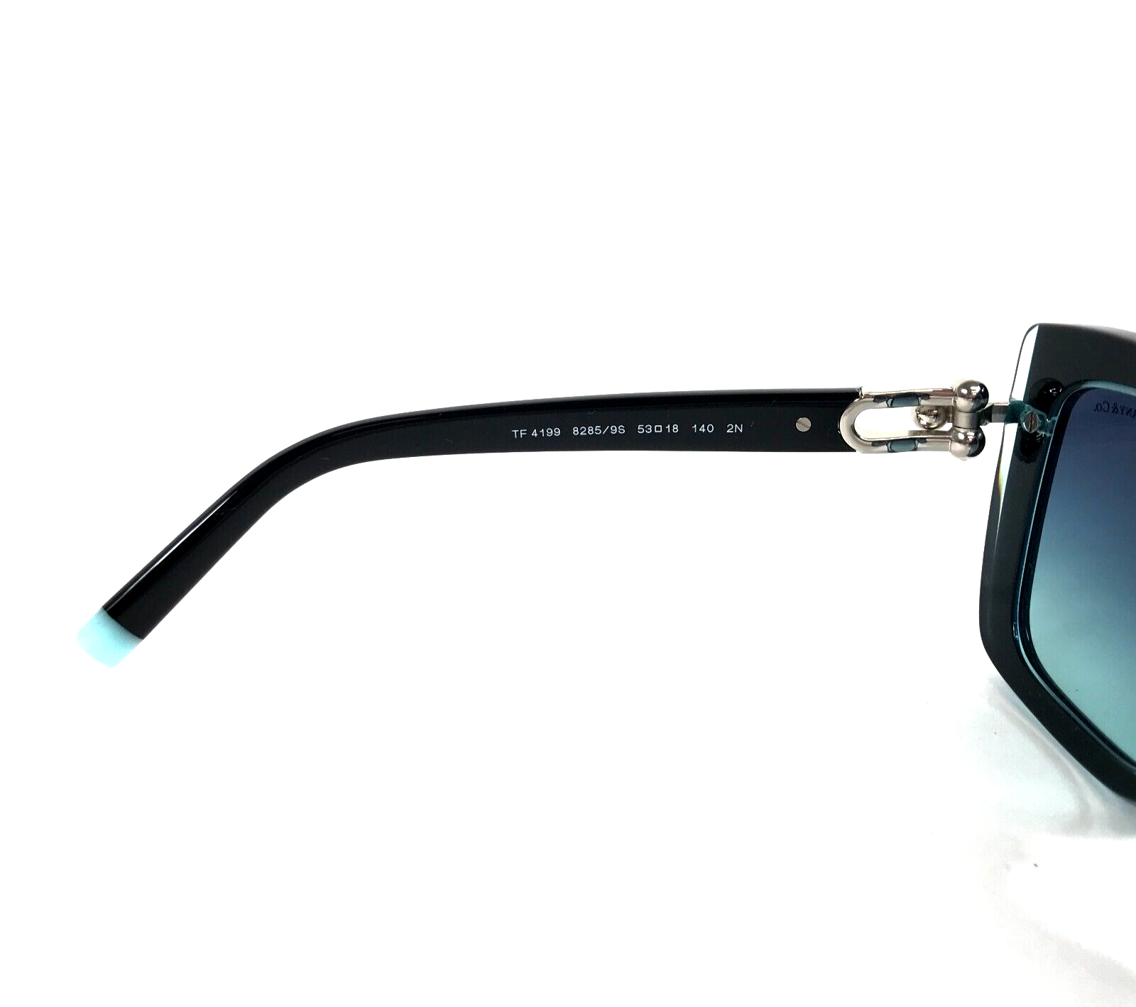 Pre-owned Tiffany & Co . Sunglasses Tf4199 8285/9s Black Crystal Tiffany Blue W/ Azure Blue
