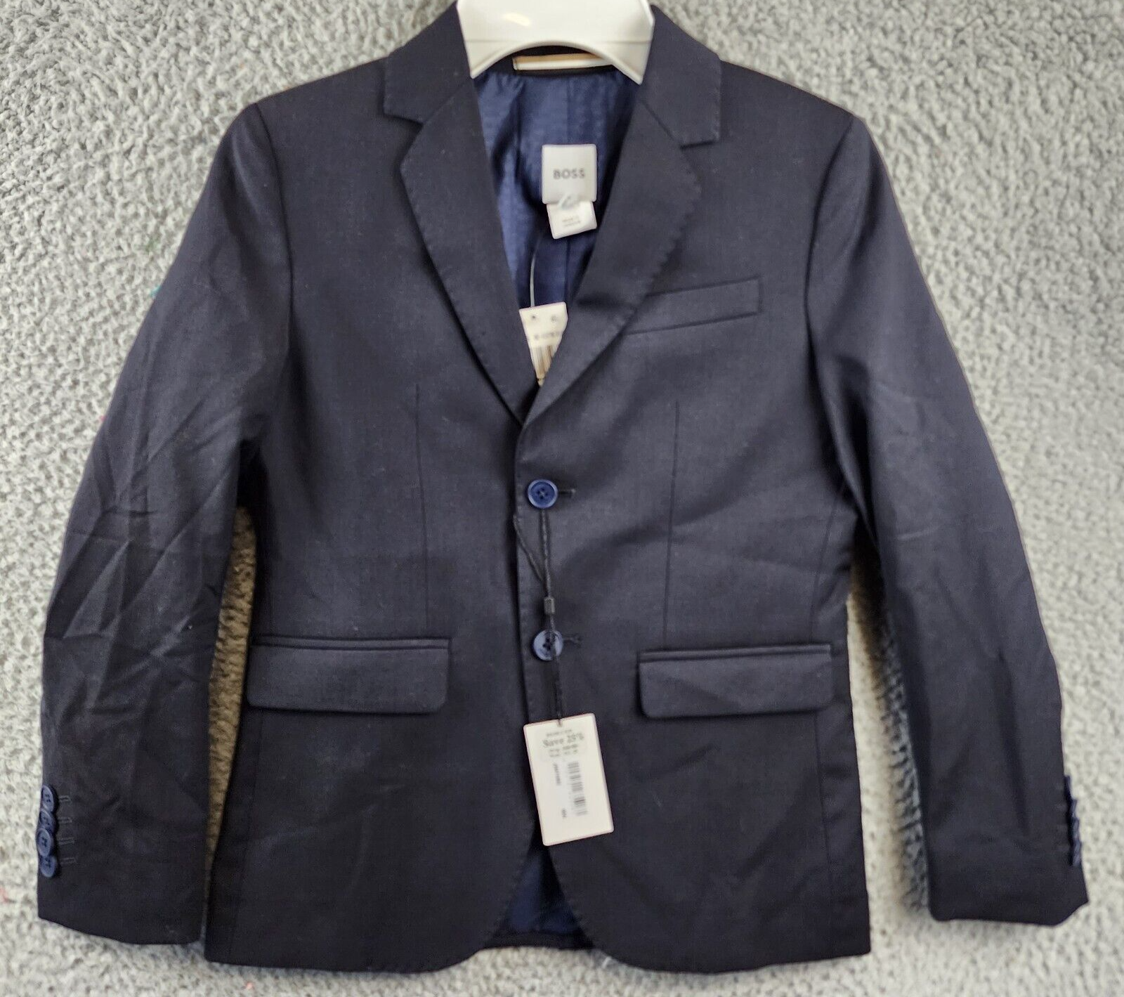 Boss Kidswear Wool Blend Suit Jacket Boys' 8Y Electric Blue Two Button Front L/S - Picture 2 of 12