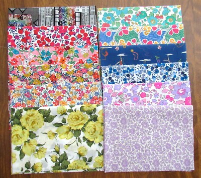LIBERTY OF LONDON TANA LAWN Cotton Fabric 12pc Fat 16th Bundle 9'' x 13'' 