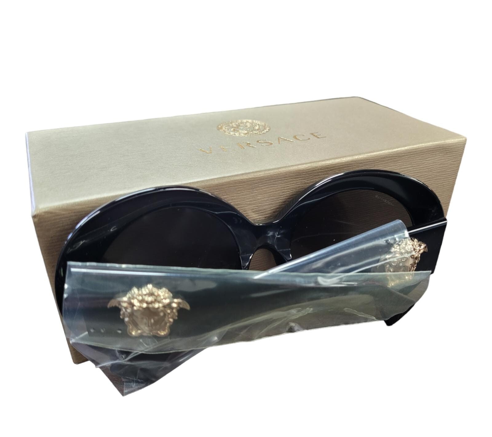 Pre-owned Versace Sunglasses For Women Black & Gold Color, One Size Fits All Model 4298 In Clear
