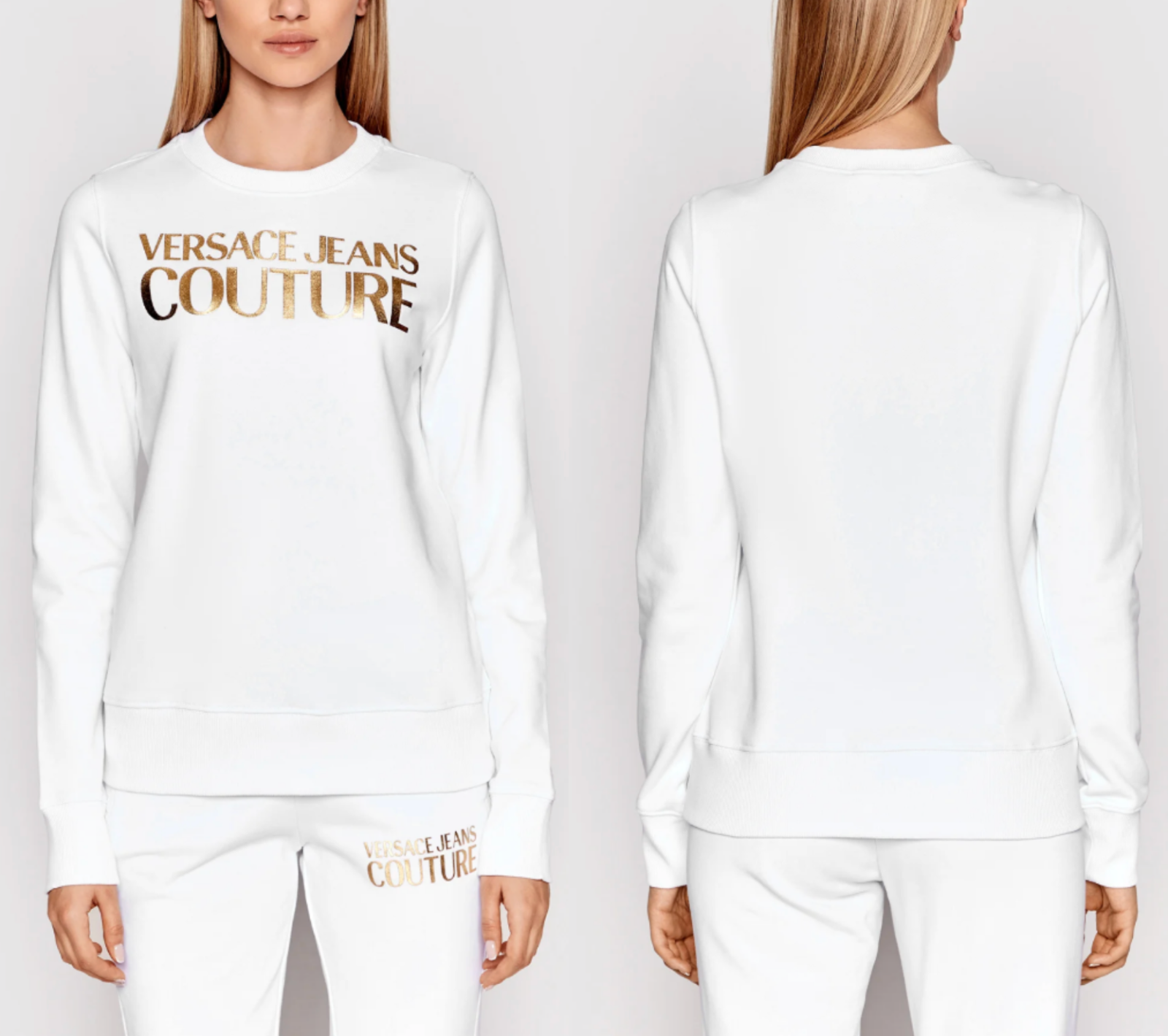 Pre-owned Versace Jeans Couture Sweatshirt Foil Logo Pulli Pullover Sweater Jumper M In Weiss