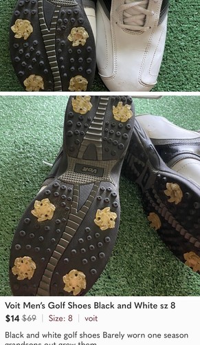 Voit Men&rsquo;s White/ Black Soft Spike Golf Outgrown Quickly Price To Sell  Size  8