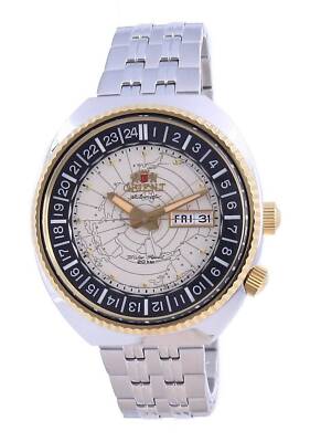Pre-owned Orient World Map Revival Stainless Steel Automatic Ra-aa0e01s19b 200m Mens Watch