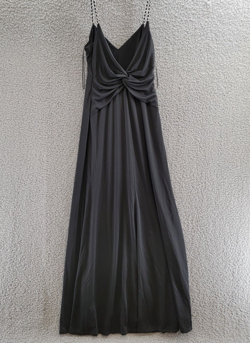 Lauren Ralph Lauren Chain-Strap Twisted-Back Gown Womens 6 Black V-Neck Pullover - Picture 9 of 15