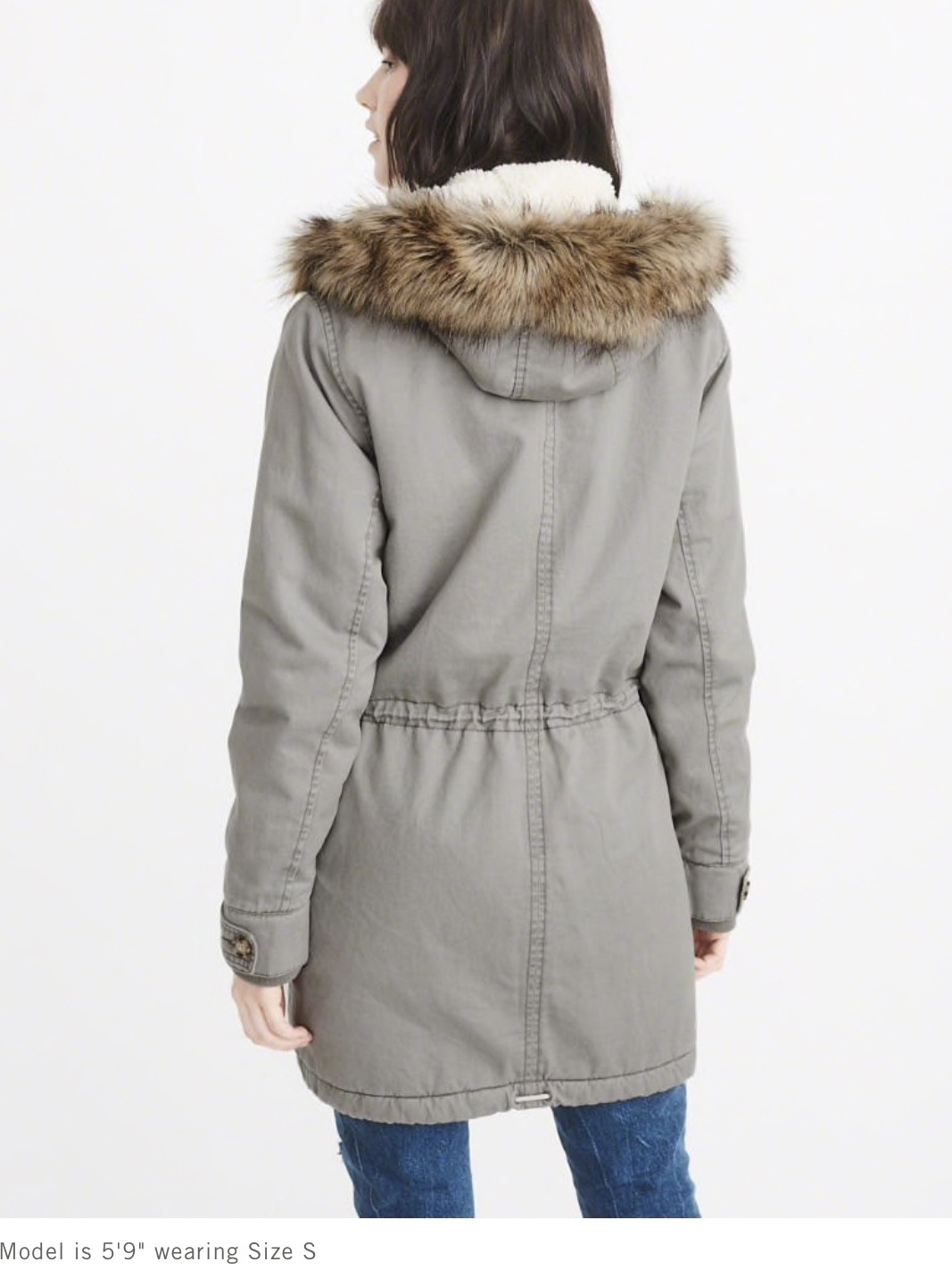 Pre-owned Abercrombie & Fitch Abercrombie Fitch Sherpa-lined Twill Parka Small - Fit Uk 8/10