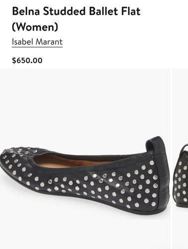 Pre-owned Isabel Marant Black Leather Belna Studded Ballet Flat