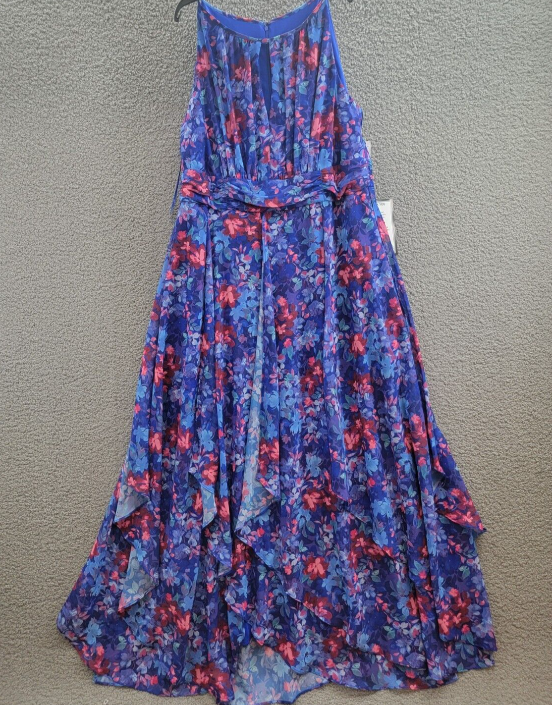 R & M Richards Plus Size Floral-Print Ruffled Maxi Dress Women's 16W Blue Multi - Picture 2 of 16