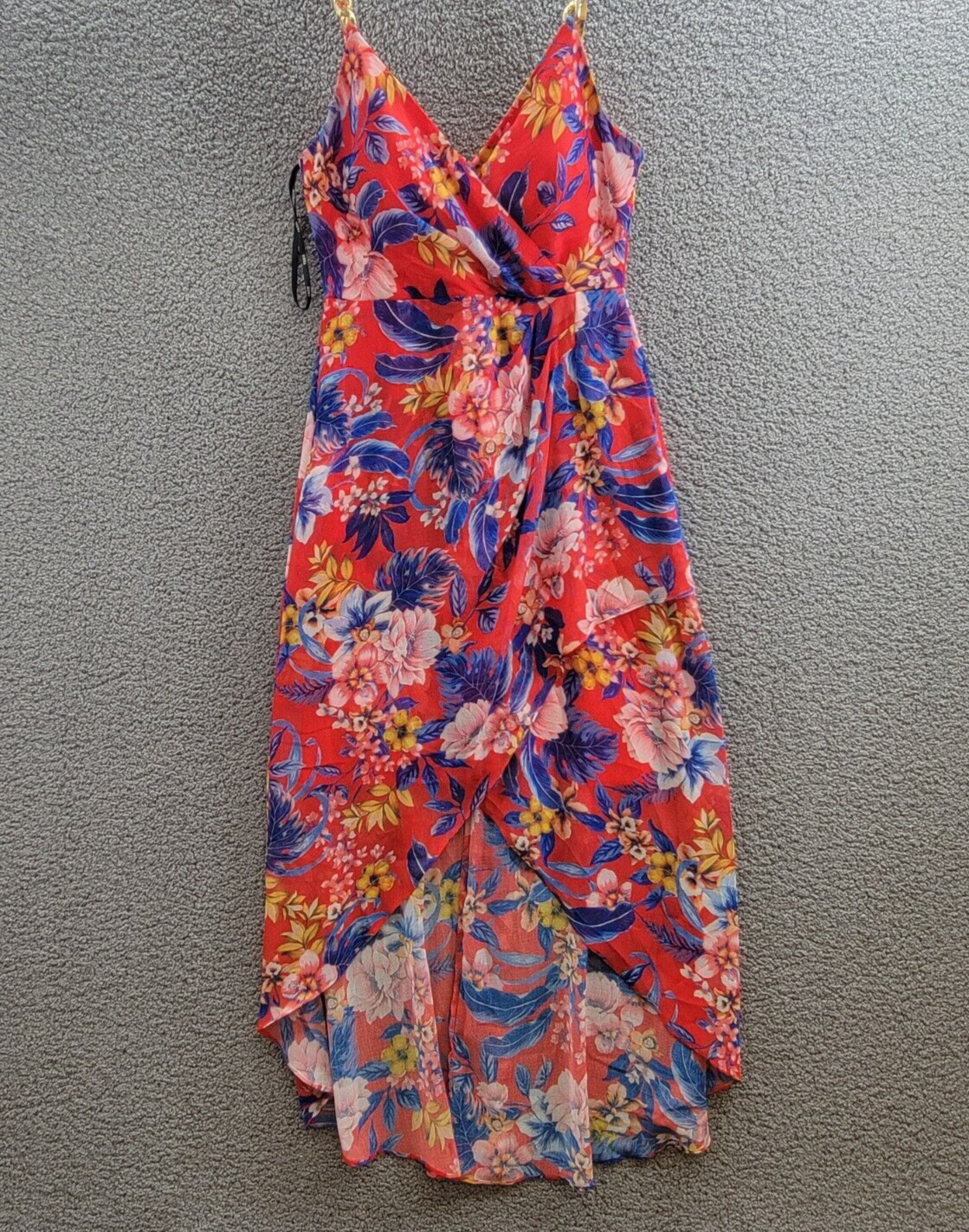 Siena Floral Print Sleeveless High-Low Maxi Dress Women's 8 Red Multi Back Zip - Picture 2 of 16