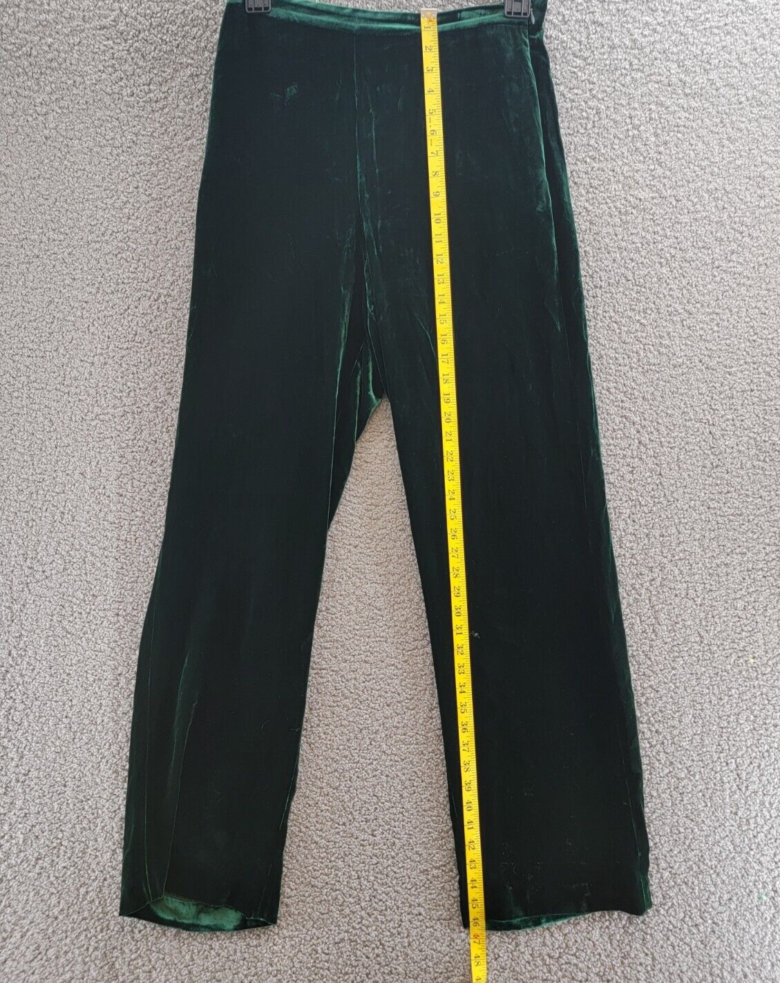 Polo Ralph Lauren Velvet Silk-Blend Straight-Leg Pants Women's 8 Jade Side Zip - Picture 7 of 23