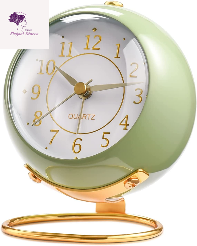 Retro Analog Alarm Clocks Cute Design Night Light Silent Non-Ticking Battery