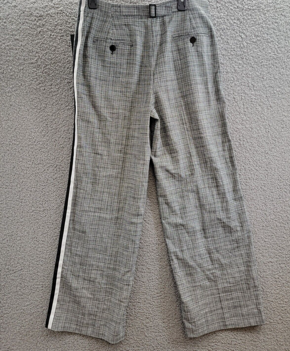 KARL LAGERFELD PARIS Plaid Side-Stripe Wide-Leg Pants Women's 10 Gray Multi - Picture 15 of 19