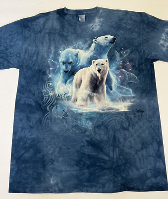The Mountain / Quail Hollow Tag 2011 Polar Bears T-Shirt Tie Dye Blue -Size XL