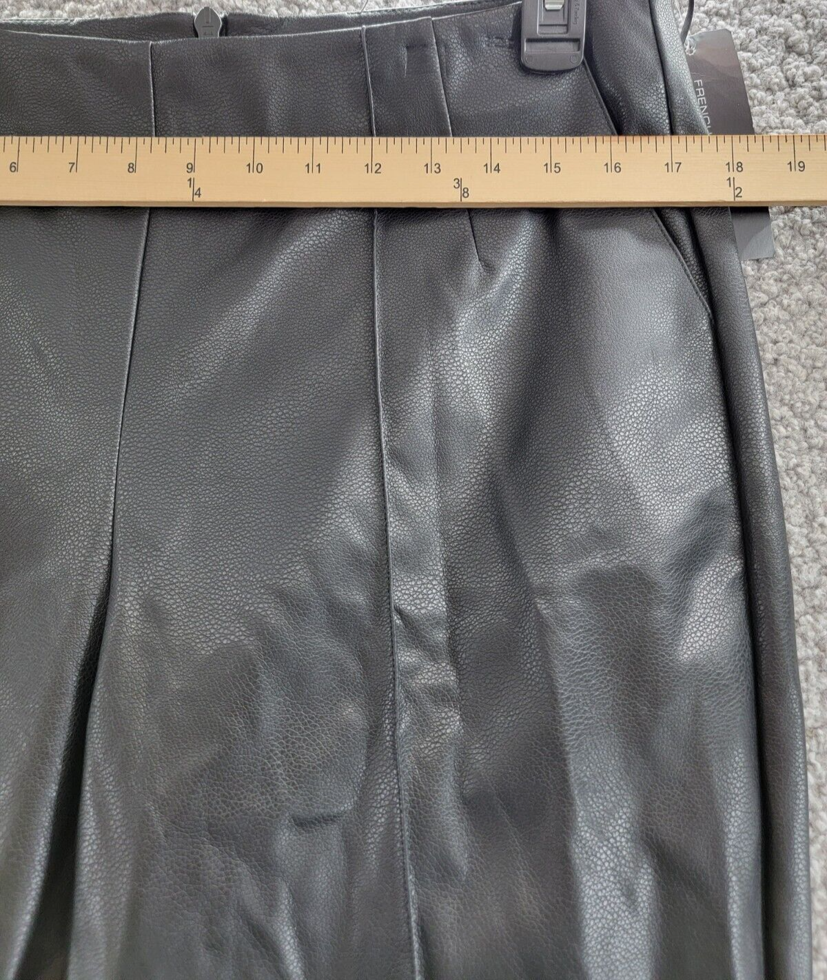 French Connection Claudia Faux-Leather Kick-Flare Pants Womens 10 Black Back Zip - Picture 5 of 17