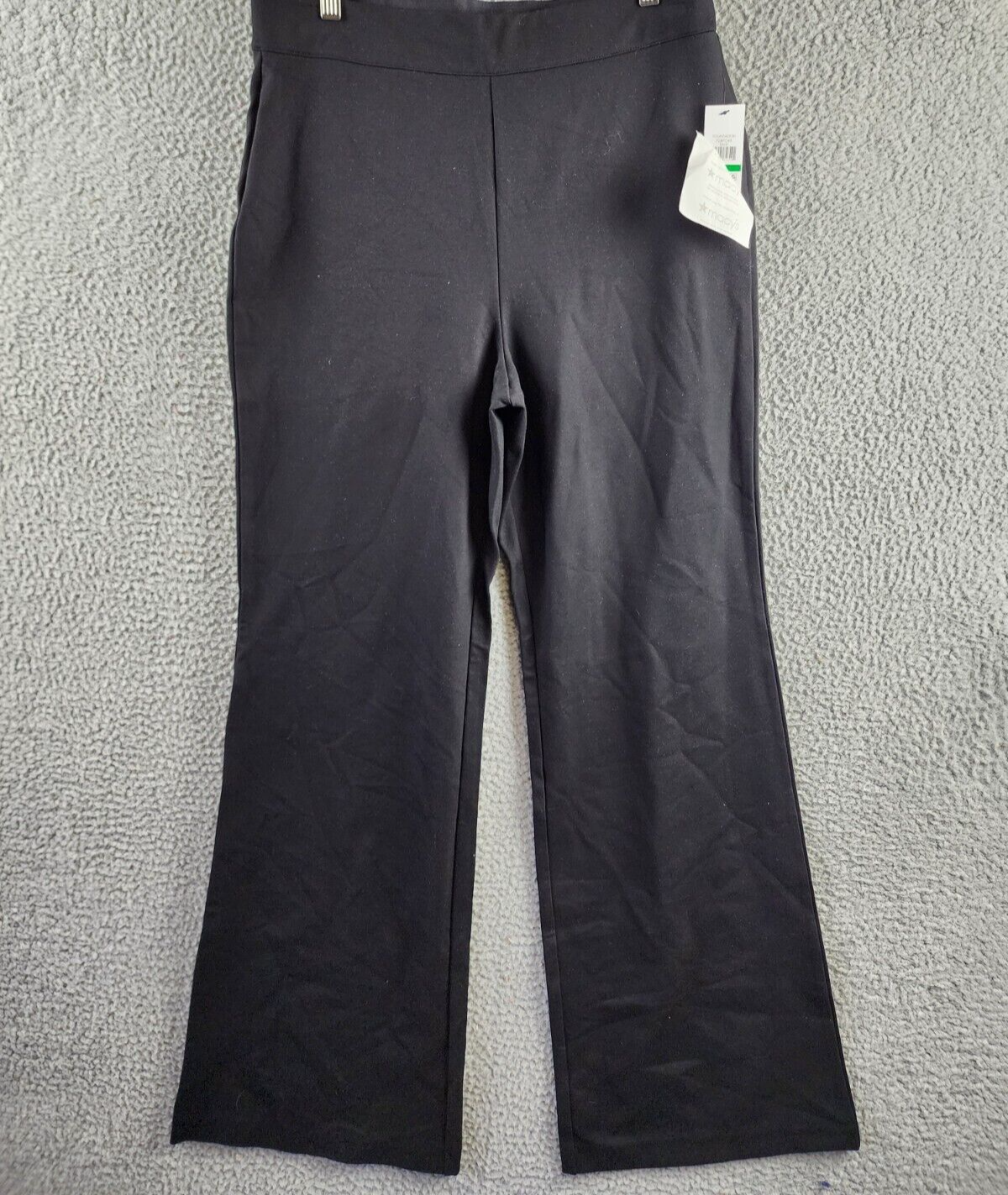 DKNY High Rise Wide Leg Pants Women's L Black Elastic Waist Side Pockets Pull On - Picture 2 of 14