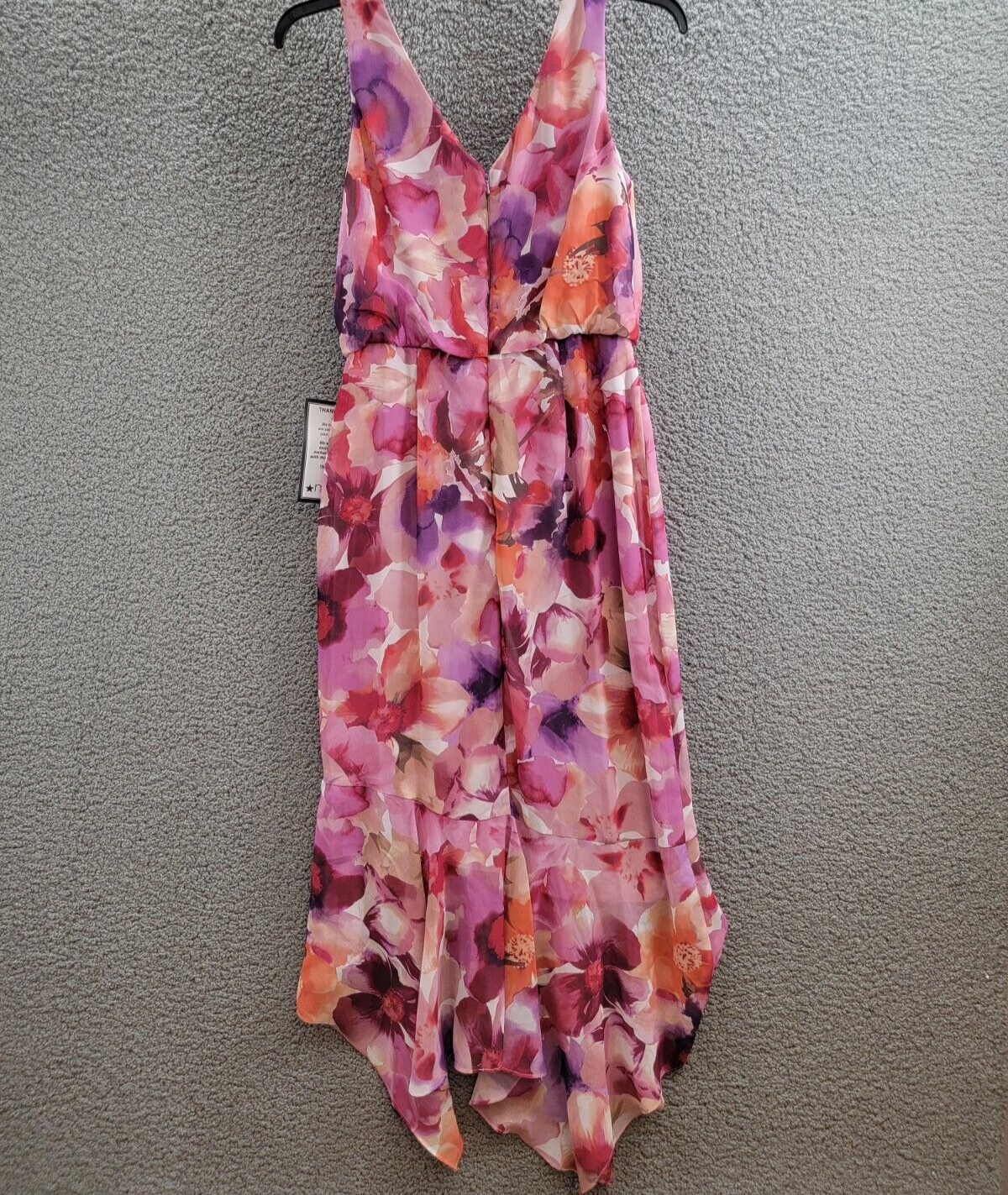 X by XSCAPE Floral Blouson Midi Dress Women's 6 Multi V-Neck Back Zip Closure - Picture 9 of 16