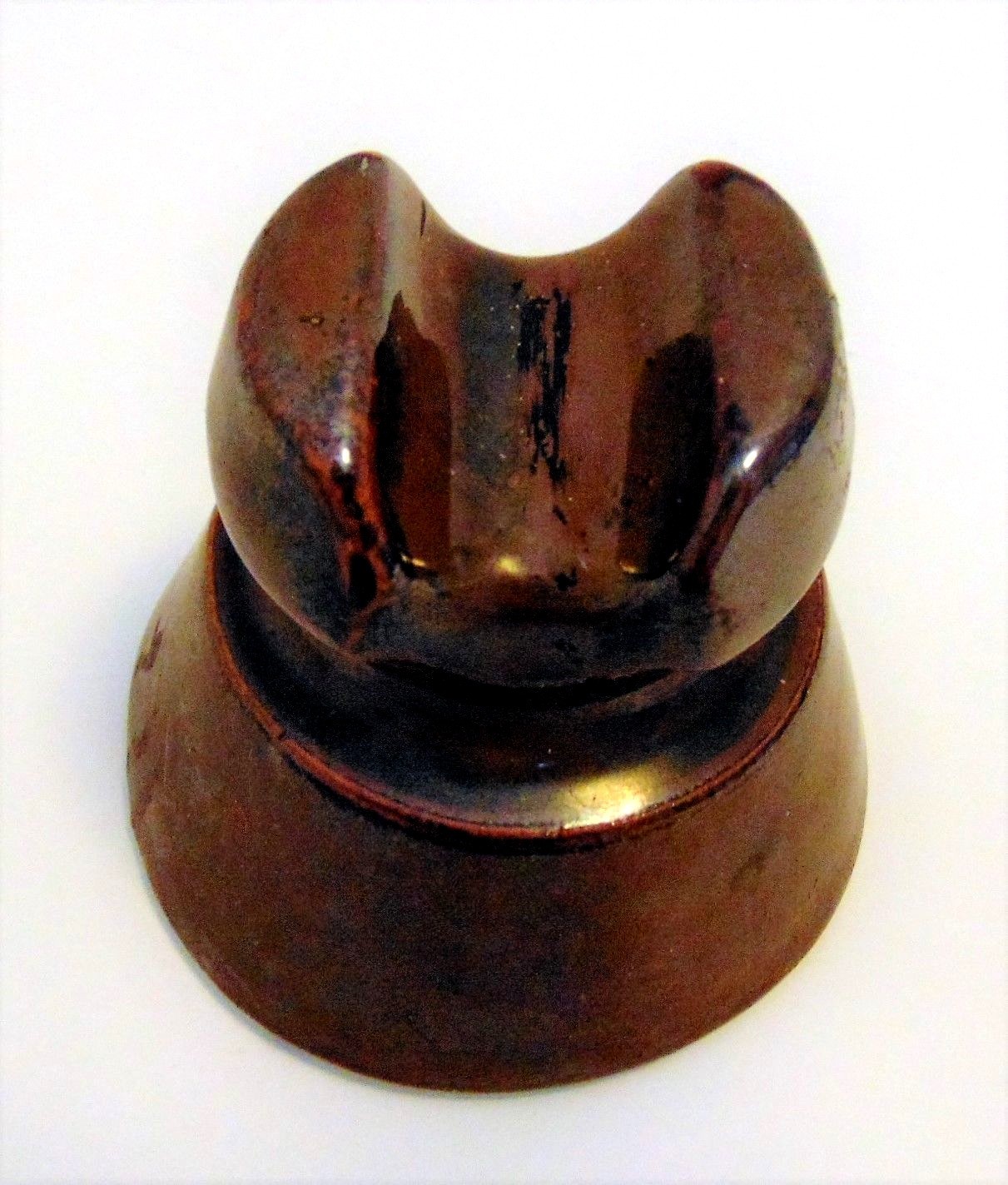 Vintage Brown Ceramic Saddle Top 3.15