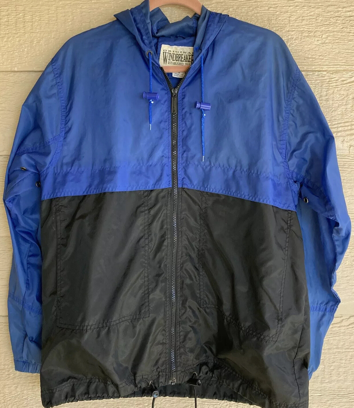 Vintage Original Windbreaker Established 1915 Blue Black Bag Vintage Original Windbreaker Established 1915 Blue Black Bag