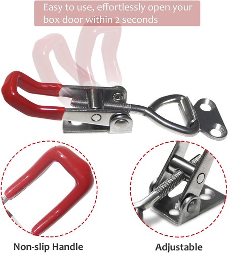 2Pcs Heavy Duty Steel Toggle Latch Catches Adjustable Lock Clamp For Boxes Case